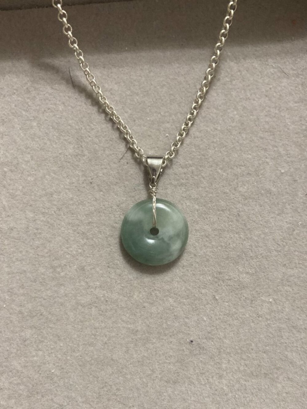 Natural grade A jadeite mint green Donut Pendant